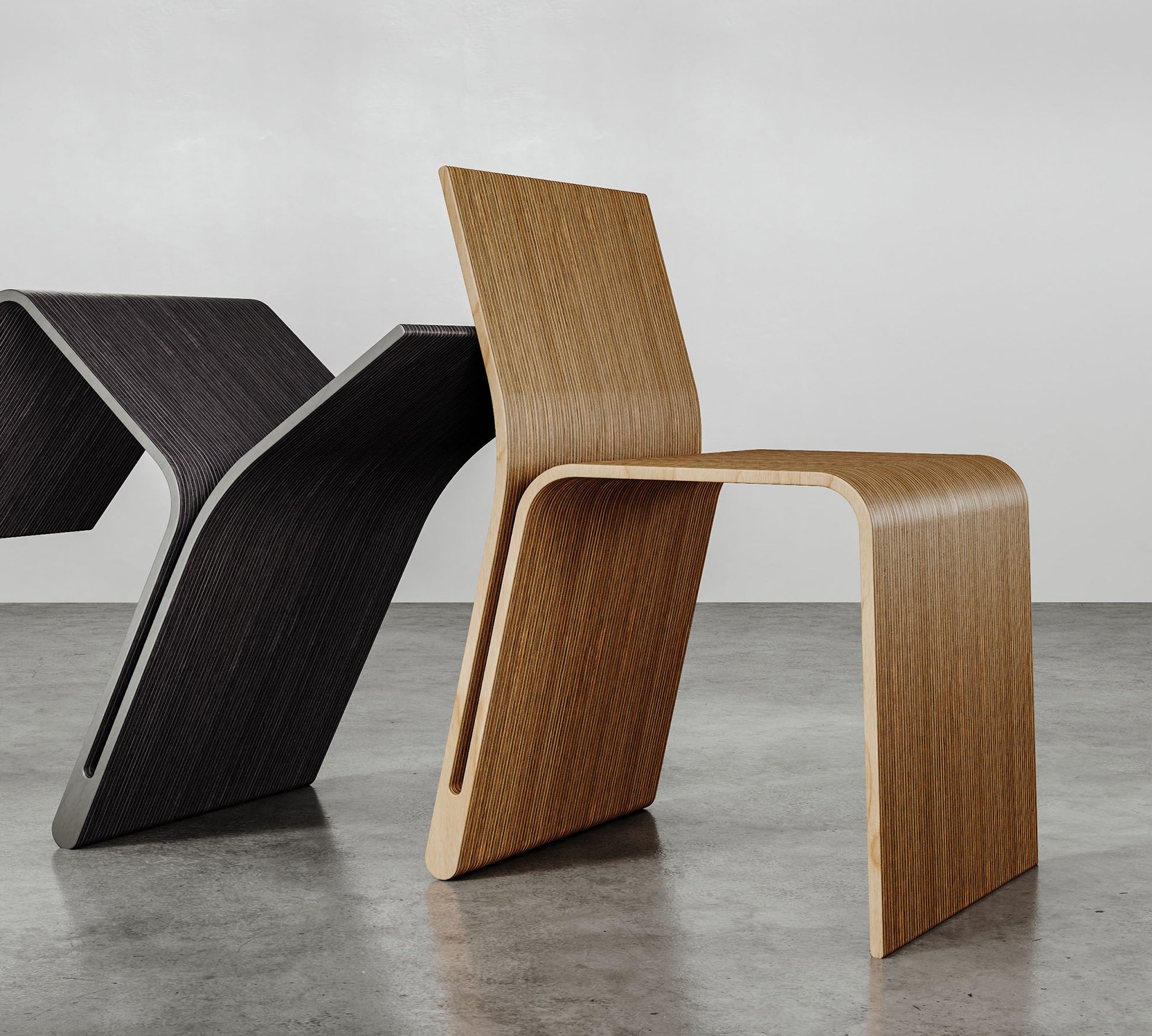 A modern wooden dining chair.